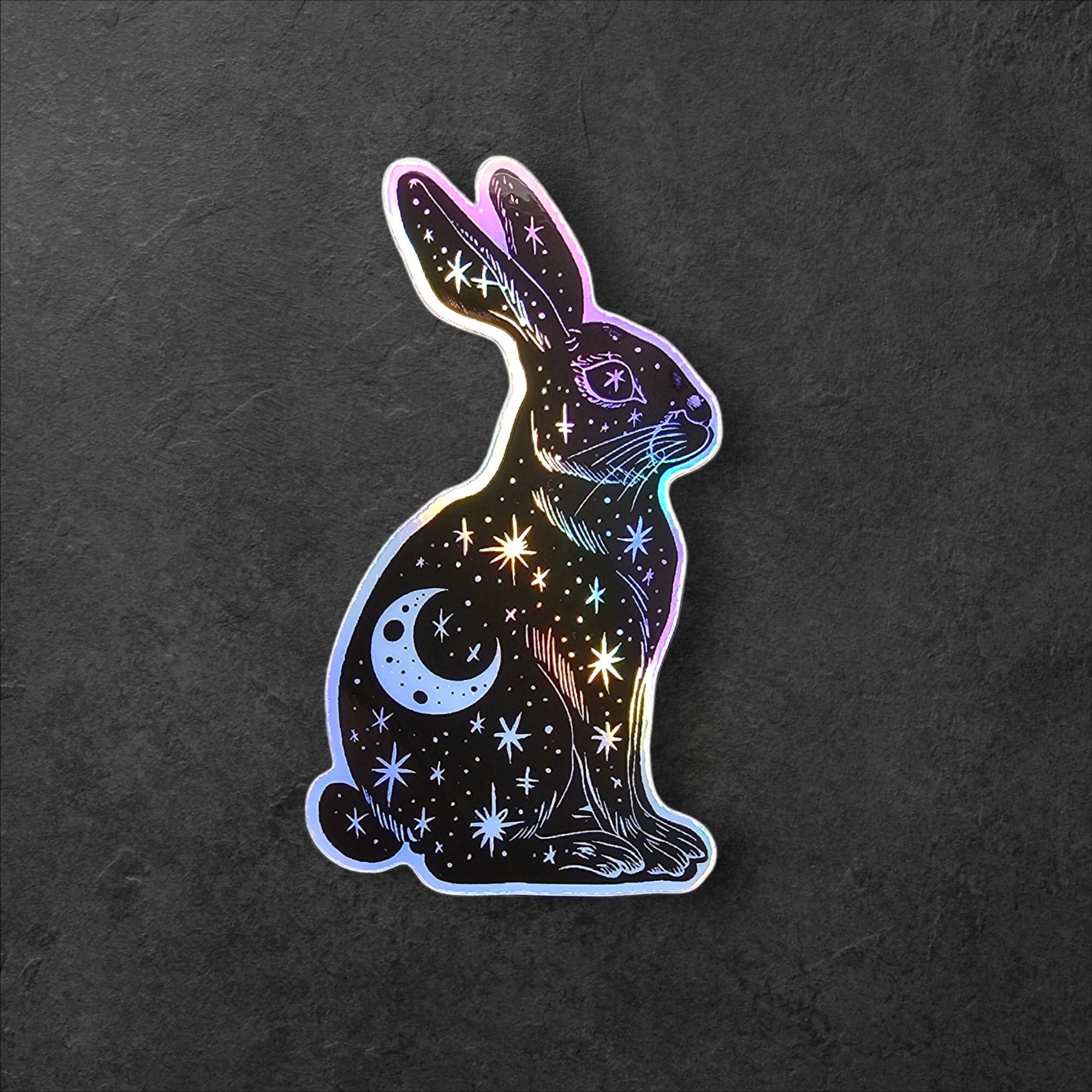 Witchy Goth Celestial Rabbit Sticker: Magical Moon Bunny Decal - Etsy