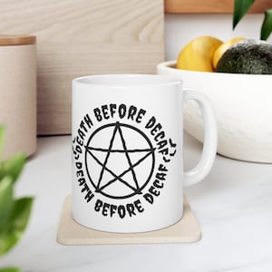 Coffee Addicts Death Before Decaf Horror Ceramic Mug 11oz