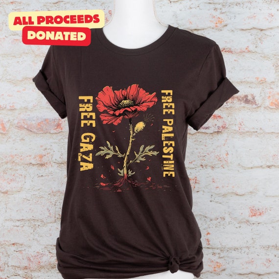 Free Gaza Palestine Shirt - Stand With Palestine Flower Crewneck All Proceeds Donated To PCRF