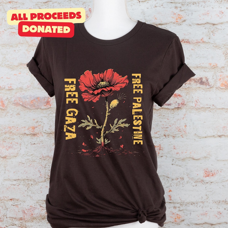 Free Gaza Palestine Shirt - Stand With Palestine Flower Crewneck All Proceeds Donated To PCRF