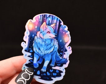 Witchy Husky Familiar Sticker: Holographic Dog Lover Gift