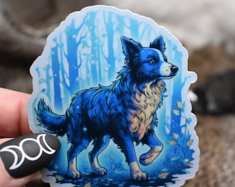 Border Collie Familiar Sticker, Border Collie Dog Sticker/ Decal, Holographic Option, Dog Lover Gift