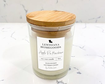 Appeltaart Moonshine | Op sojabasis | Geurende etherische olie | Handgegoten kaars van 6 oz | Lewisiana Homegoods