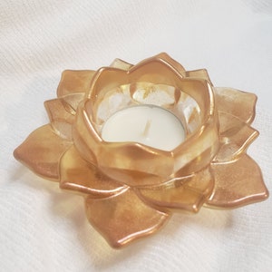 Handmade Resin Lotus Flower Tea Light Candle Holder
