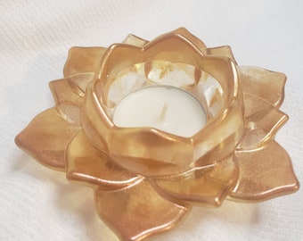 Handmade Resin Lotus Flower Tea Light Candle Holder