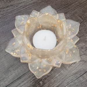 Handmade Gold Lotus Tea Light Candle Holder