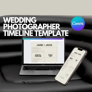 Wedding Photographer Timeline Template for Canva, Wedding Photography Templates, Photography Tips, Timeline Template