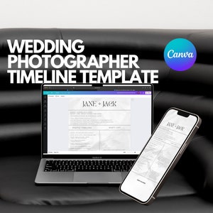 Wedding Photographer Timeline Template for Canva, Wedding Photography Templates, Photography Tips, Timeline Template