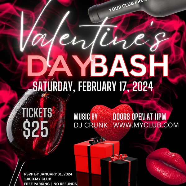 Editable Valentine's Day Flyer, Date Night Flyer, Love, Canva Template, 8.5in x 11in, 1080px x 1080 px  AND a tiktok posting (3 in 1)