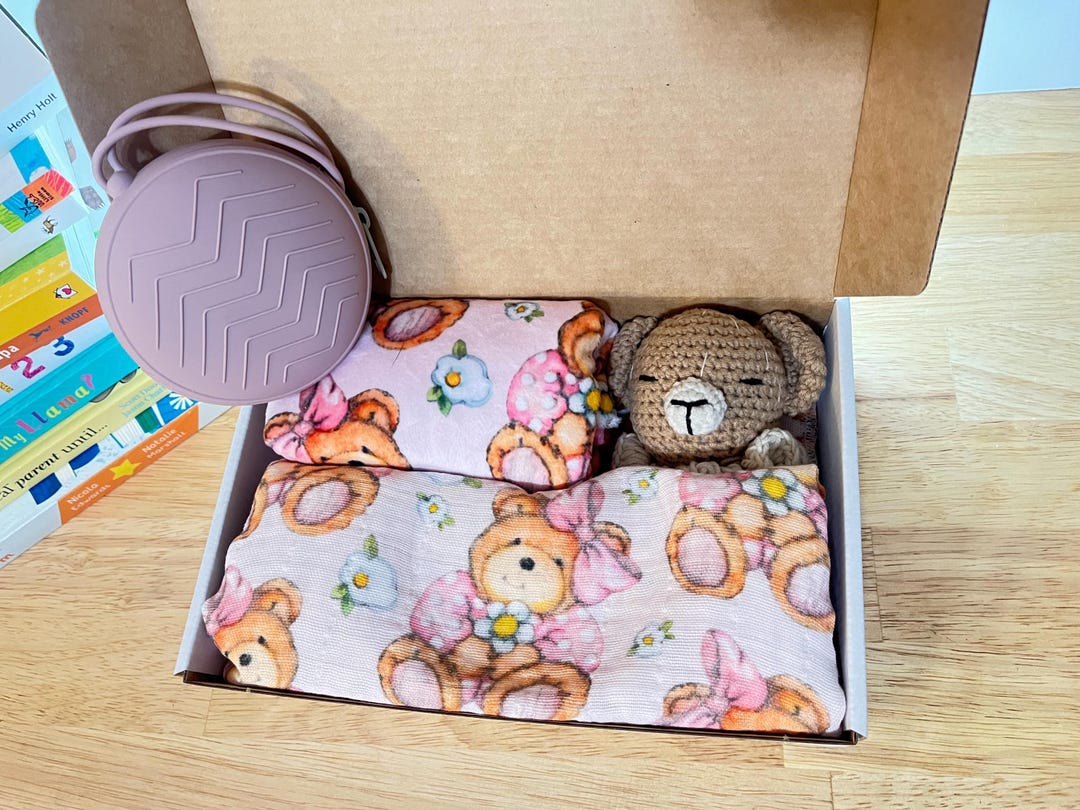 Baby Girl Gift Set With Handmade Teddy Bear Baby Lovey Security Blanket ...