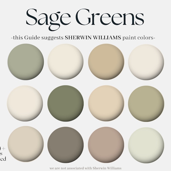 Sherwin-Williams Sage Green Color Palette, 12 Sherwin Williams paint hues for the whole house, modern transitional interior design selection