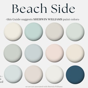 Sherwin-Williams Beach Side Color paint palette, 12 Sherwin Williams paints for the whole house, homely / coastal interior design palettes