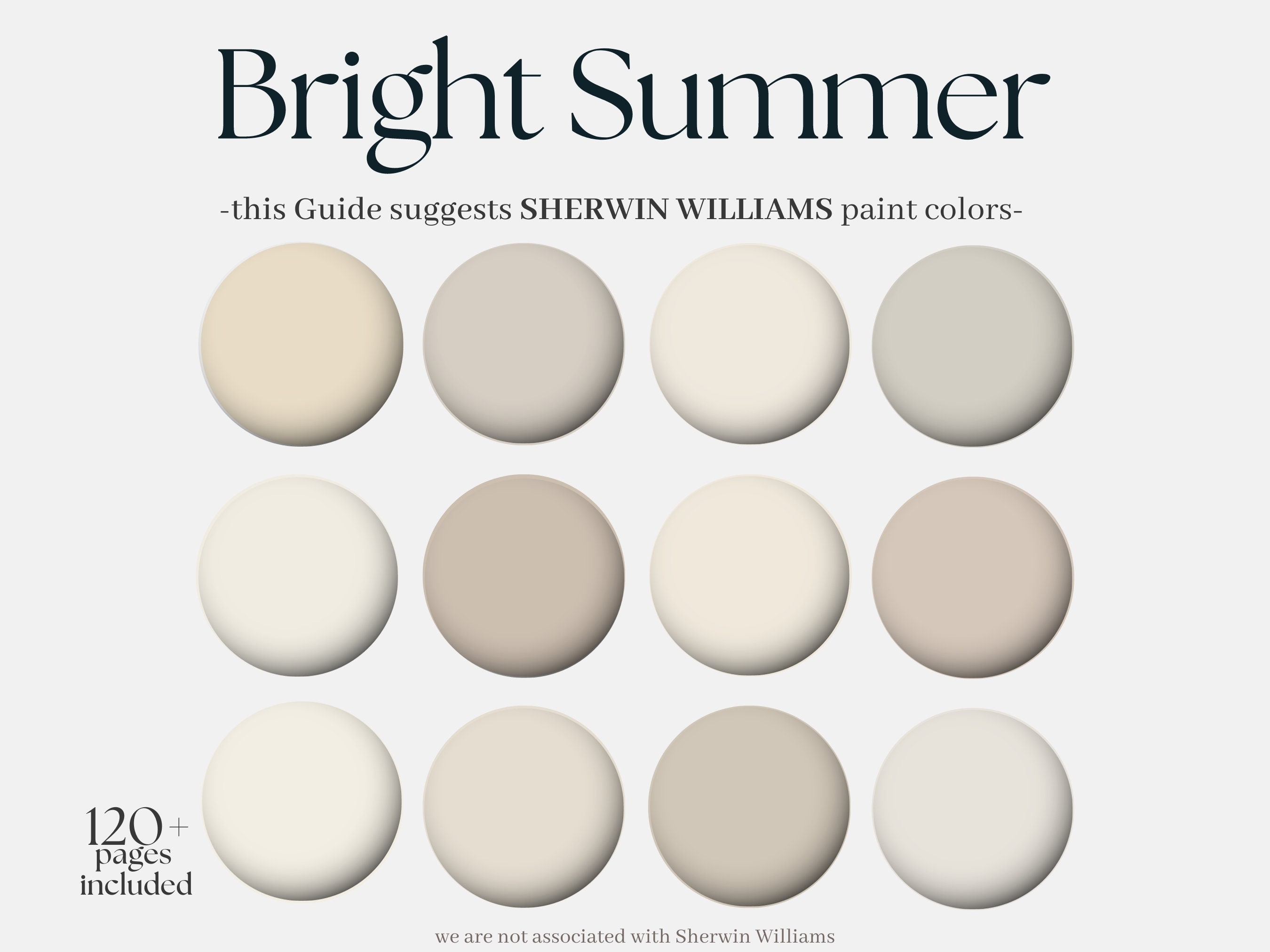 Paleta de colores Sherwin-Williams: Bright Summer, 12 pinturas Sherwin  Williams para toda la casa, diseño de interiores en tonos neutros y blancos  - Etsy México, image size:2700x2025