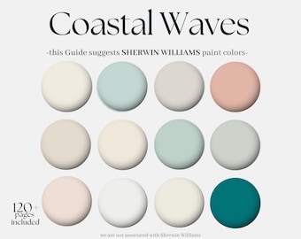 Coastal Waves Sherwin-Williams Color Palette, 12 Sherwin Williams Paints for the whole home, beach & coastal house interior design palettes