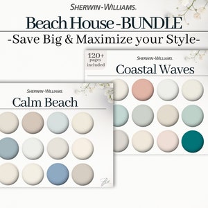 Sherwin-Williams Color Palette Bundle: Calm Beach & Coastal Waves, 10 paint palettes in 2 Guides ready to use in the whole house, interior