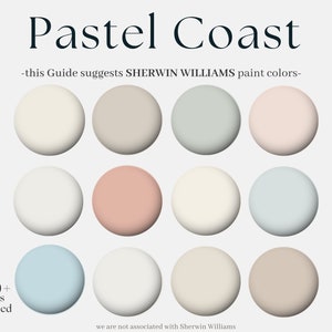 Sherwin-Williams Pastel Coast Color Palette, get 12 coastal paint hues to design your whole home, your new calm beachy interior house design
