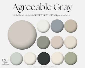 Sherwin-Williams Agreeable Gray Color Palette, paint your whole house with 12 shades, modern neutral interior design palette for your home