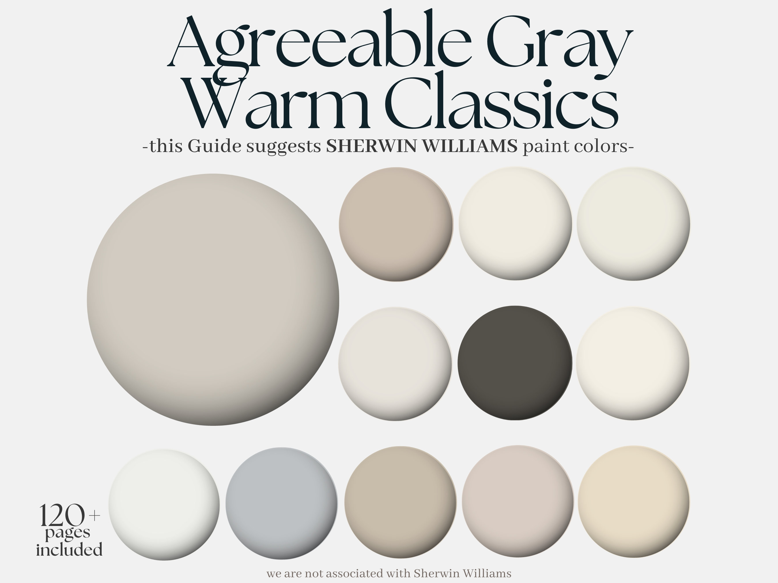 Sherwin-Williams Color paint palette, 12 Sherwin Williams Colors: Agreeable Gray Warm Classics, homely design for the whole house, interior