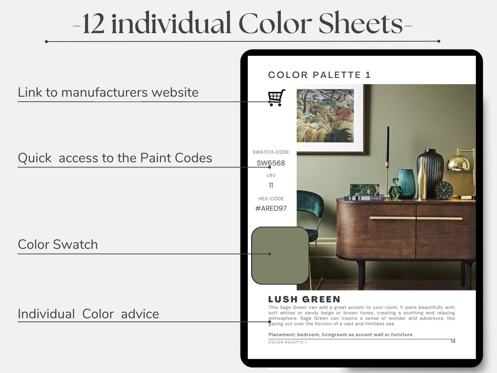 Sherwinwilliams Sage Green Color Palette 12 Sherwin Williams Etsy
