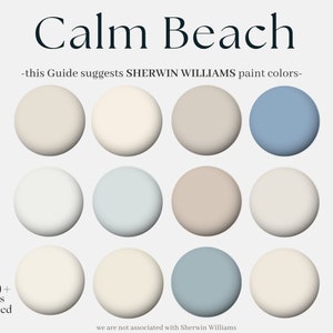 Sherwin Williams Paint Palette: Calm Beach, Sherwin Williams Coastal Beachy, whole House Paint Palette, beach neutral interior Paint Design