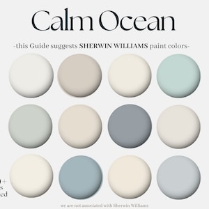 Sherwin-Williams Color Palette Calm Ocean, get 12 Sherwin Williams Paints for the whole house & create a modern coastal beach home design