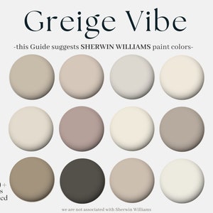 Sherwin Williams Paint Palette: Greige Vibes- House Paint Palette- Interior Paint Palette- Neutral Paint Palette- Interior Paint Gray