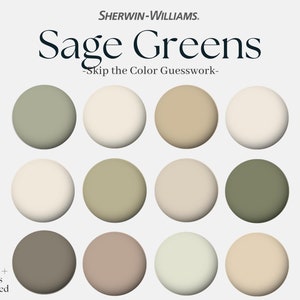 Sherwin-williams Sage Green Color Palette 12 Sherwin Williams - Etsy