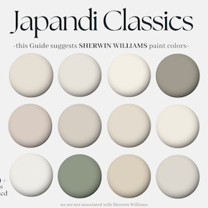 Paleta de cores Sherwin-Williams Japandi Classics, 12 tintas Sherwin Williams para toda a casa, coleção de design de interiores moderno e neutro
