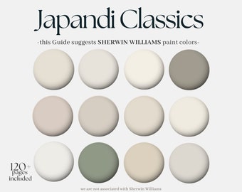 Paleta de colores Sherwin-Williams Japandi Classics, 12 pinturas Sherwin Williams para toda la casa, colección de diseño de interiores moderno y neutro