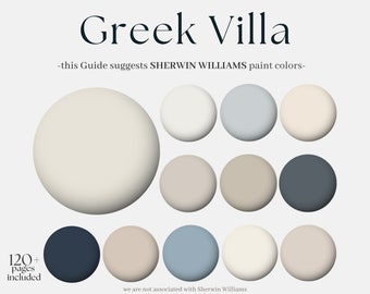 Sherwin-Williams Coastal Color Palette: Greek Villa, 12 Sherwin Williams paint shades for the whole home, neutral white interior design