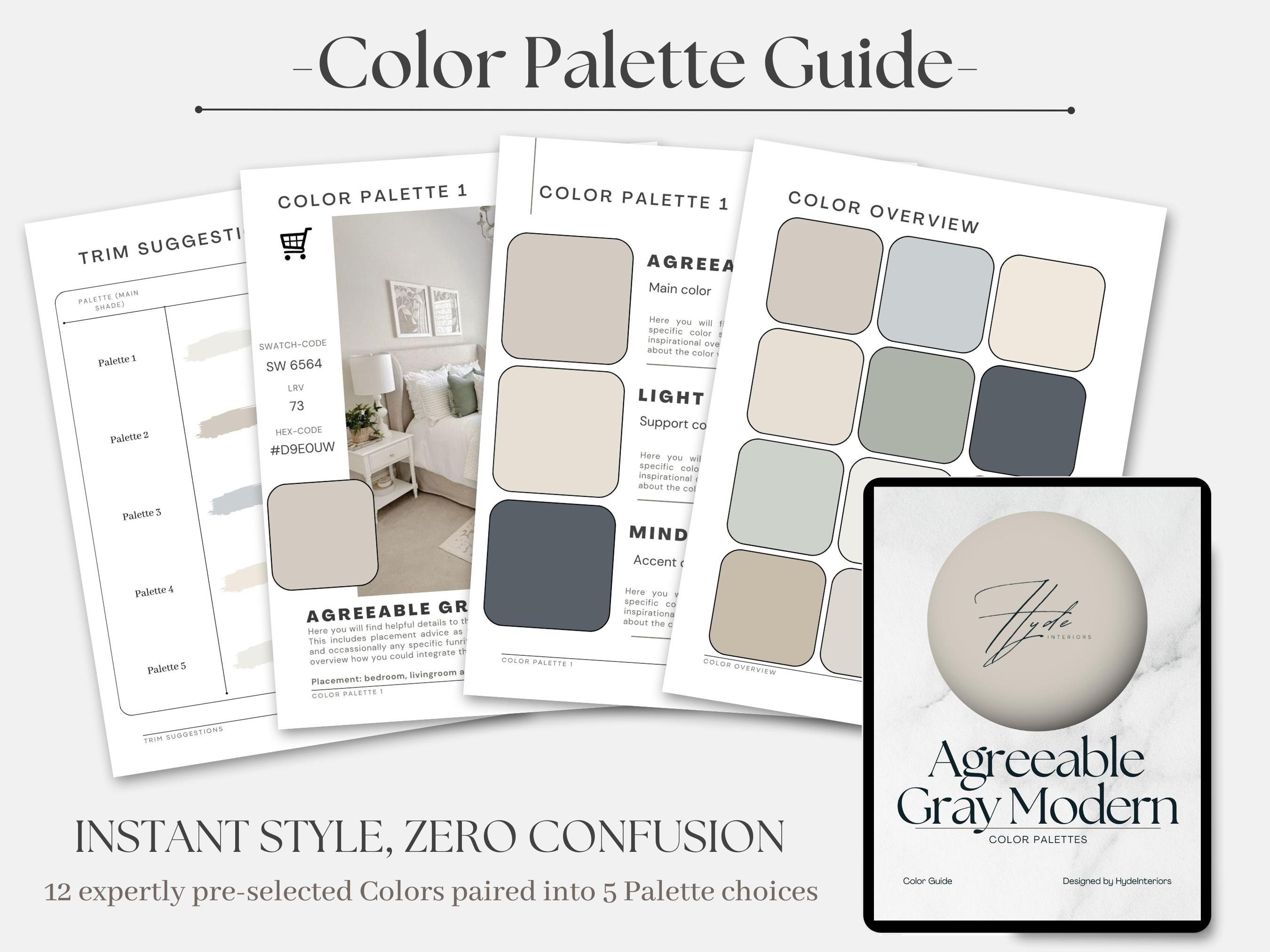 Sherwinwilliams Color Palette Modern Agreeable Gray 12 Etsy Canada