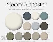 Sherwin-Williams Colors Moody Alabaster, Sherwin Williams color paint for the whole house, home designer paints palette, homely design white