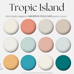 Sherwin Williams Paint Palette: Tropic Island, Sherwin Williams Coastal Beach, whole House Palette design, Interior Color Palette in blue