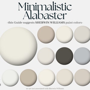 Sherwin Williams Paint Palette: Minimalistic Alabaster, House Paint Palette, Sherwin Williams Alabaster, Sherwin Williams White Palette