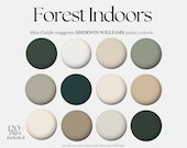 Calm Natural Sherwin Williams Paint Palette FOREST INDOORS  Whole House Interior coordinated Paint Color Scheme Modern Green Neutral Shades