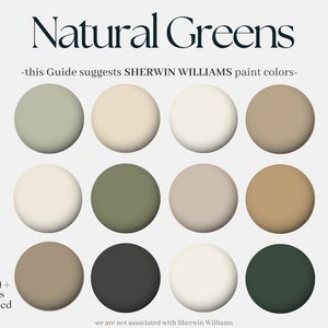 Sherwin-Williams color paint palette, 12 Sherwin Williams colors: Natural Greens, homely design for the whole house, designers paints, green