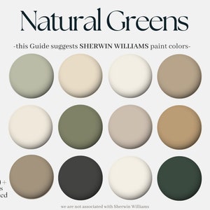 Sherwin-Williams Natural Greens Whole Home Color Palette, Modern Homely Green Interior Design, Calm Neutral Paint Scheme with 12 SW Shades