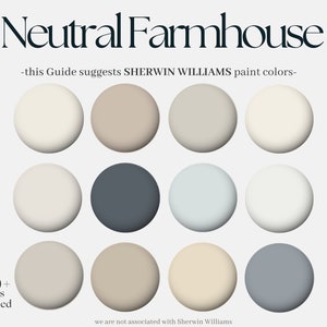 Neutral Farmhouse Color Palette- 12 Sherwin Williams Paints- whole House Paint Palette- neutrals designs- Interior Paint Colors Palette