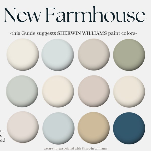 New Farmhouse Sherwin- Williams Color Palette,  12 Sherwin Williams Paints for the whole house, neutral calm interior design for your home