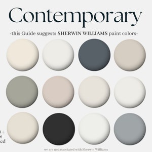Sherwin-Williams Contemporary Color Palette, paint your whole house with 12 shades, modern neutral interior design palette for your home