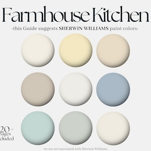 Sherwin-Williams Farmhouse Kitchen Palette, 9 light Sherwin Williams paint hues for your kitchen & kitchen cabinets, cottage interior design