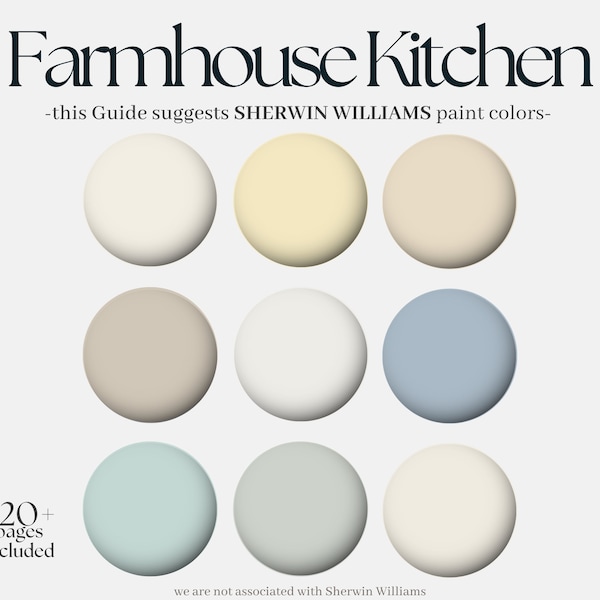 Sherwin-Williams Farmhouse Kitchen Palette, 9 light Sherwin Williams paint hues for your kitchen & kitchen cabinets, cottage interior design