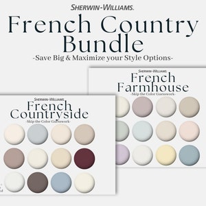 Sherwin-Williams Color Palette Bundle: French Country, 10 paint palettes in 2 Guides ready to use, whole house homely farmhouse interior