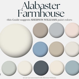 Paleta farb Farmhouse Alabaster – Sherwin Williams Colors – Paleta farb House – Paleta kolorów Farmhouse – Farba do wnętrz – Neutralna biel