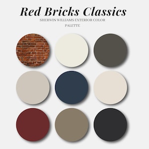 Exterior Palette Sherwin Williams Paint RED BRICKS CLASSICS whole House color scheme design with 12 neutral coordinating classic paint ideas