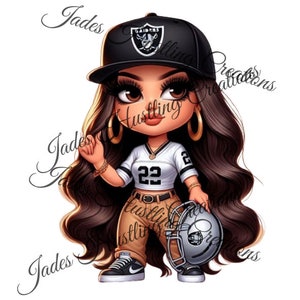 Chicana como desenho animado em camisa de futebol