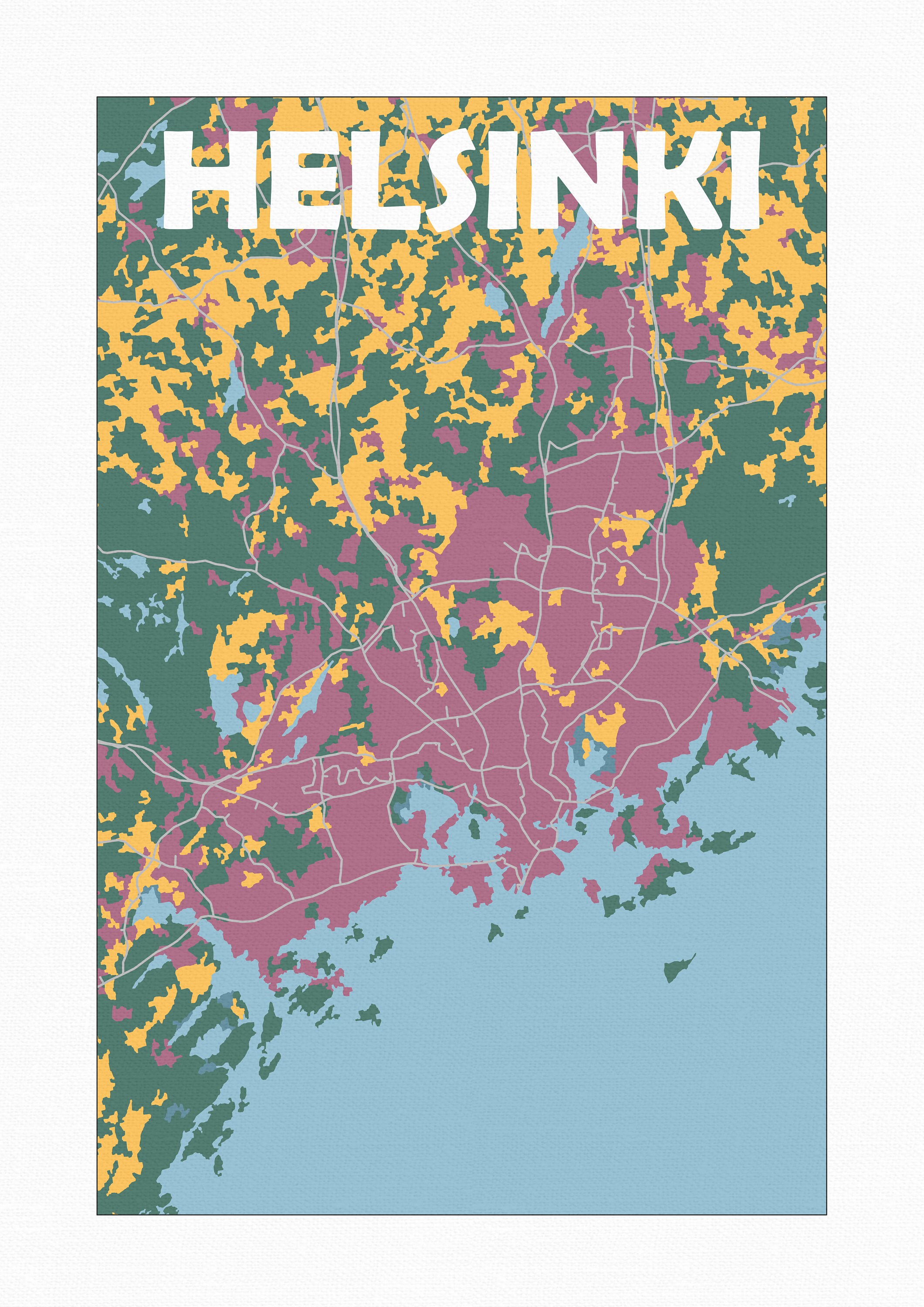 Helsinki Land Classification Map, Detailed Land Classification Wall Art ...
