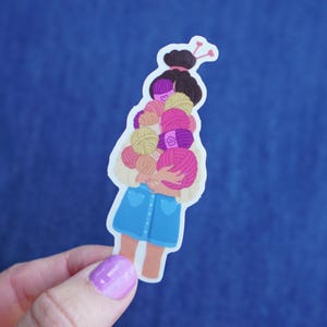 Yarn Girl Sticker | Knitting Sticker | Crochet Sticker | Laptop Sticker | Decal | Vinyl Sticker | Summer Day Crochet | Yarn Stickers