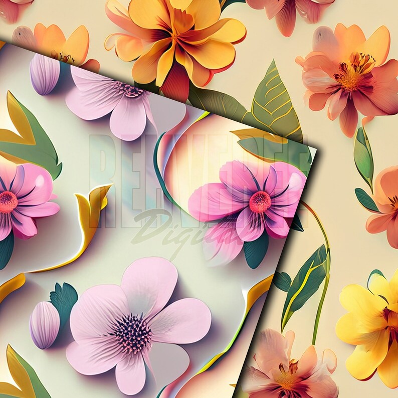Spring Flowers Digital Paper - SEAMLESS - Spring Flower Patterns - 10 ...