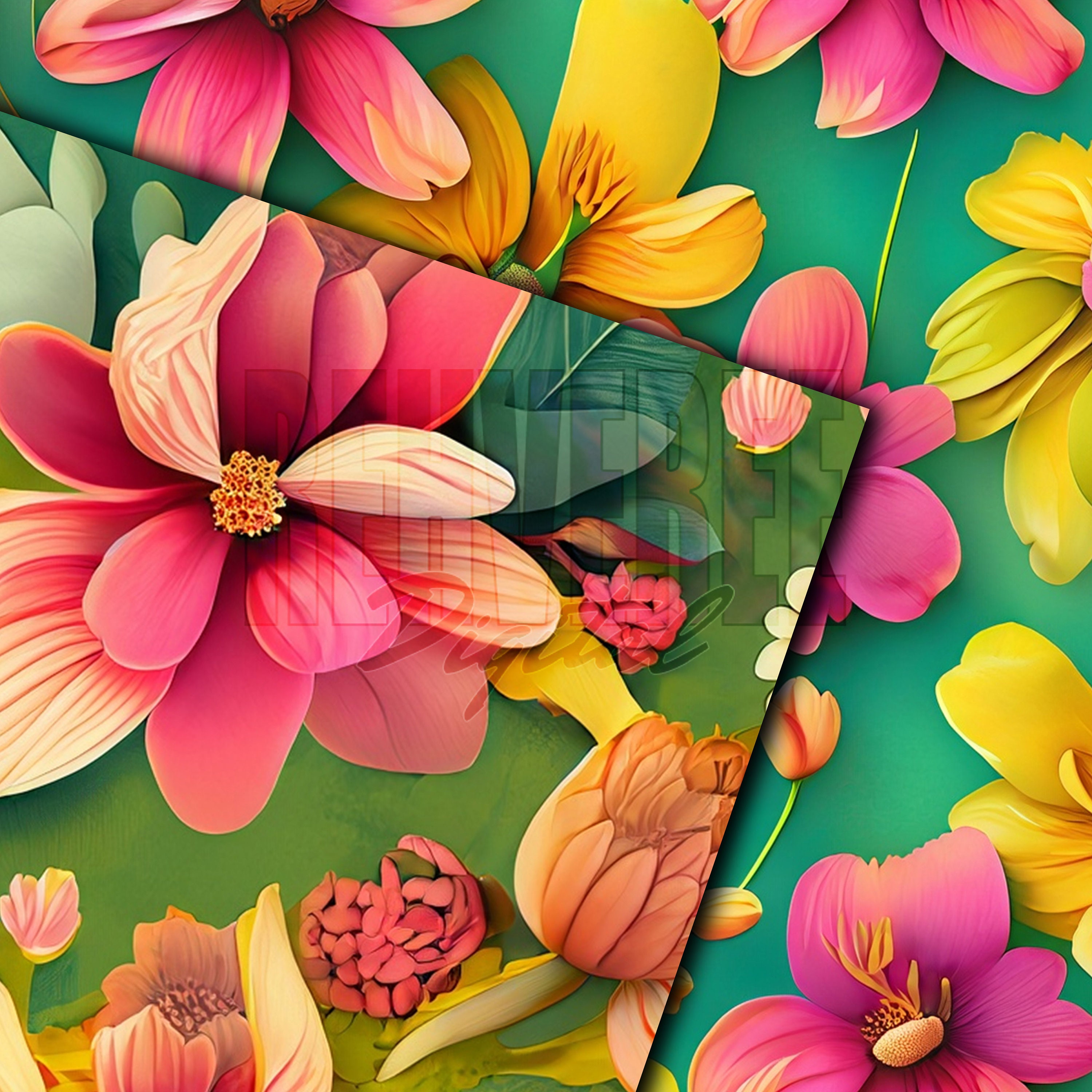 Spring Flowers Digital Paper - SEAMLESS - Spring Flower Patterns - 10 ...